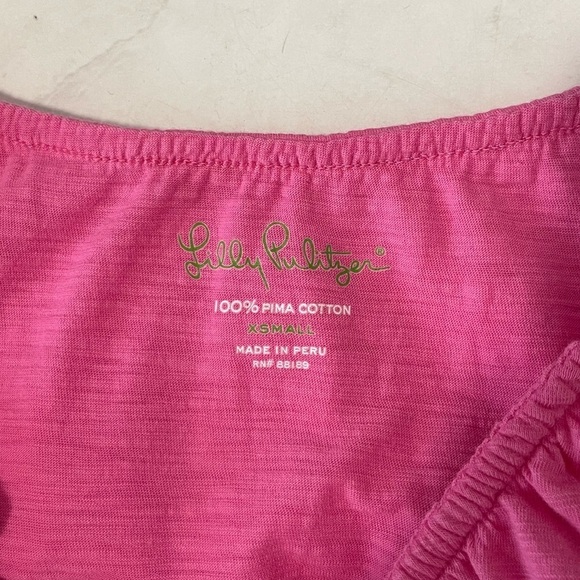 Lilly Pulitzer Hot Pink Asymmetric Ruffle Shoulder Top Size XS - Picture 4 of 6